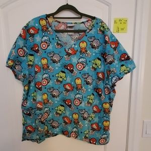 Cherokee brand, Marvel Avengers 3X Scrub Top EUC
